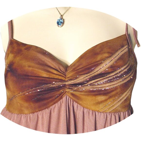 New Y2K Sleeveless Spaghetti Babydoll Top Tank Made USA Brown Princess Fairycore - Picture 3 of 6